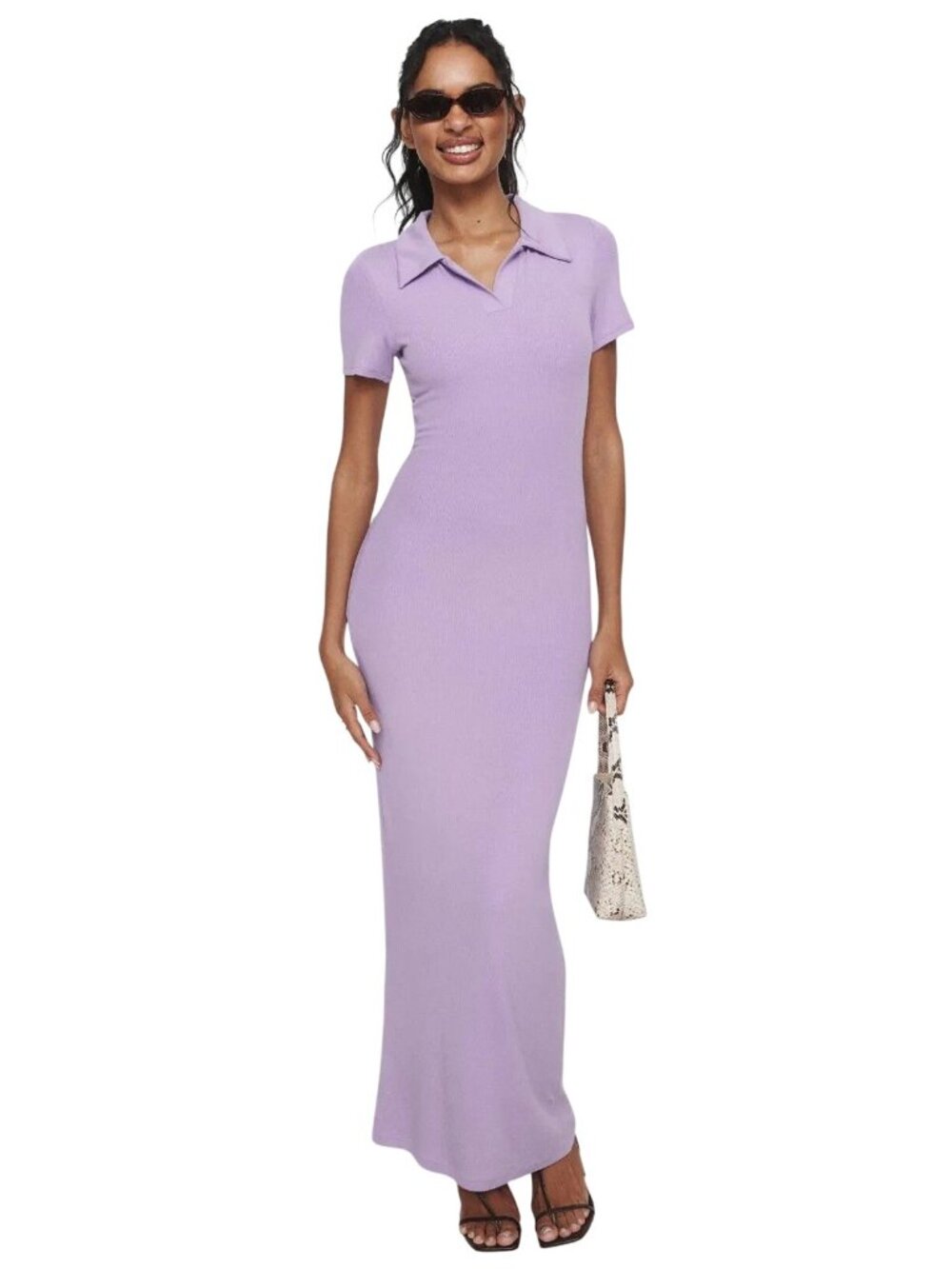 ROAM Prosper Polo Maxi Dress in Purple Medium Womens Long Gown